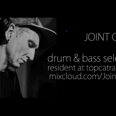 Black and white photo of Joint Chief Text: drum & bass selector resident at topcatradio.eu mixcloud.com/JointChief.